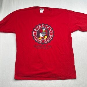 Disney Donald Duck attitude acadamey Red Short Sleeve Tee VINTAGE graphic Large